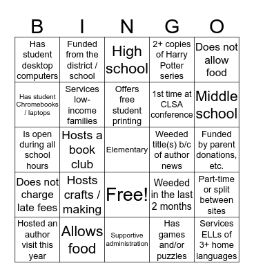 CSLA SR section 2 Meet & Greet Bingo Card