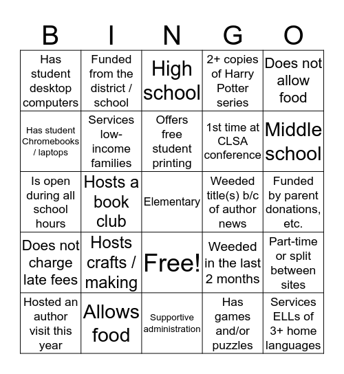 CSLA SR section 2 Meet & Greet Bingo Card