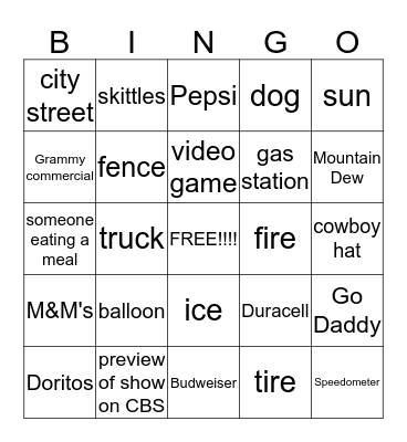 COMMERICAL BINGO Card