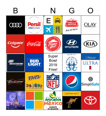 Super Bowl 2019 Bingo Card