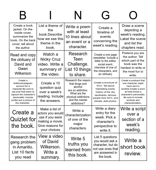 The Cross and the Switchblade Bingo Card