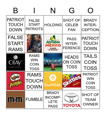 CASA MELTON                         SUPERBOWL BINGO Card