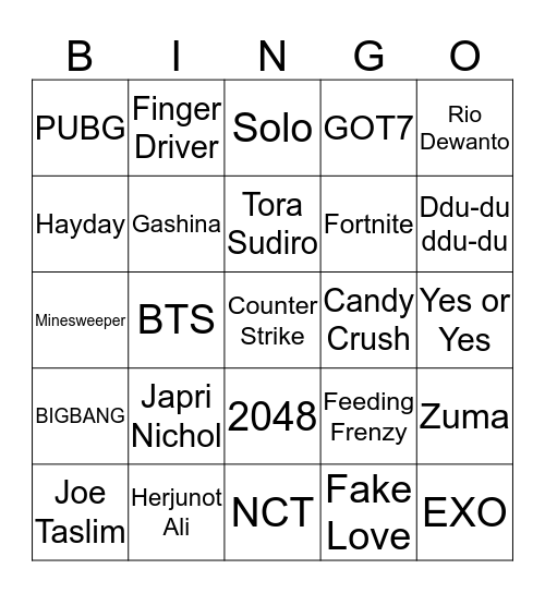 Detrian Bingo Card