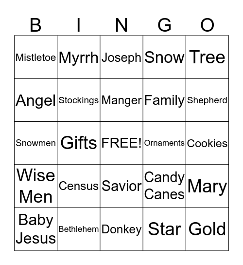 Christmas Bingo Card