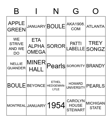 Charter Day Tea BINGO Card