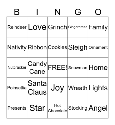 Holiday Bingo Card