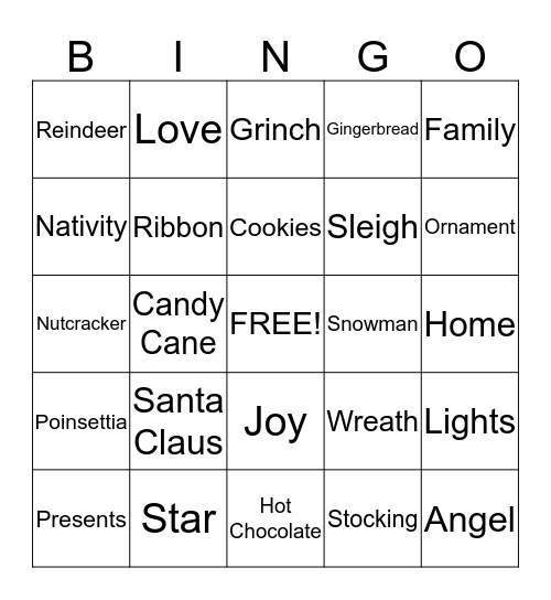 Holiday Bingo Card