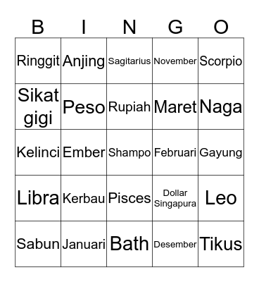 Arsa Ganteng Bingo Card