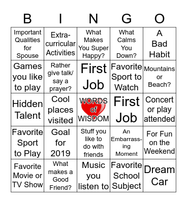 We Love the Wise! Bingo Card