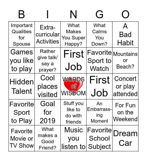 We Love the Wise! Bingo Card