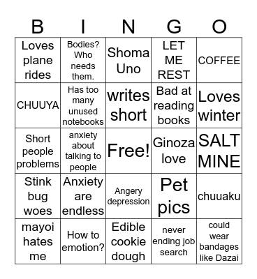 Catsby Culture Bingo Card