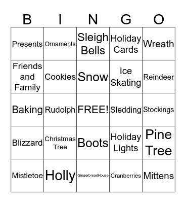Winter/ Holiday Bingo  Bingo Card