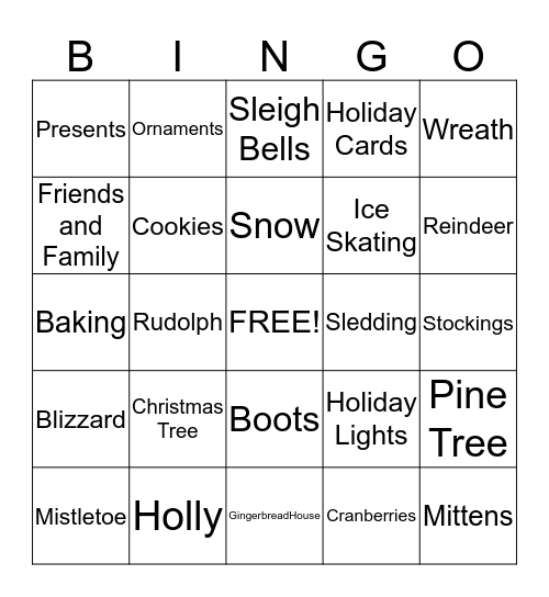 Winter/ Holiday Bingo  Bingo Card