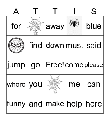 Spiderman Bingo Card