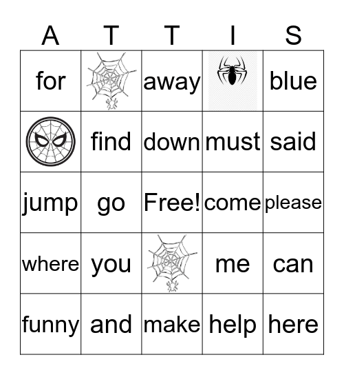 Spiderman Bingo Card