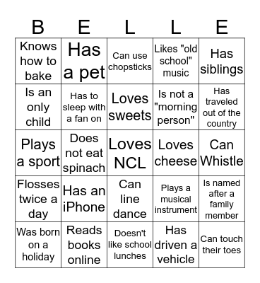 Find Someone Who Bingo Card