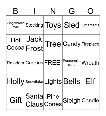 Holiday Bingo Card