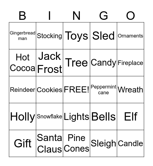 Holiday Bingo Card