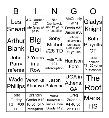 Super Bowl LIII in the ATL Bingo Card