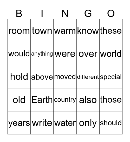 "At Home Around the World" Word Power Bingo Card