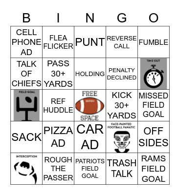 Super Bowl Bingo Card