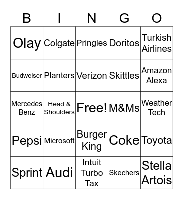 Super Bowl 2019 Bingo Card