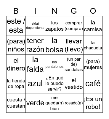 S1B - C8 Bingo Card