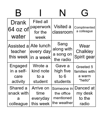 Office Staff Bingo Card