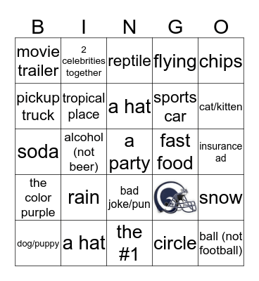 Super Bowl LIII  2019 Bingo Card