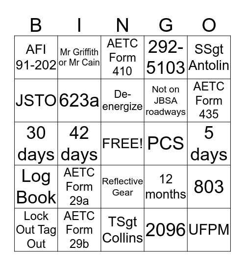 CI Ready Bingo Card