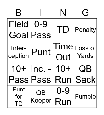 Football Bingo Card