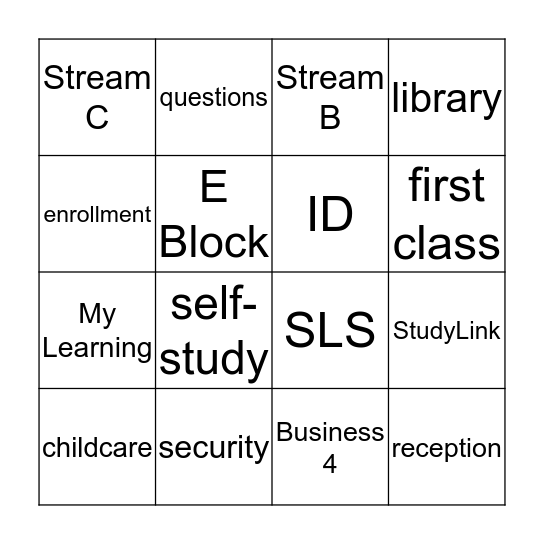Bus 3 & 4 Induction Bingo Card
