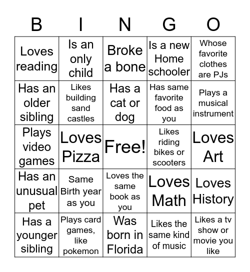 Sunshine Homeschooler Bingo Card