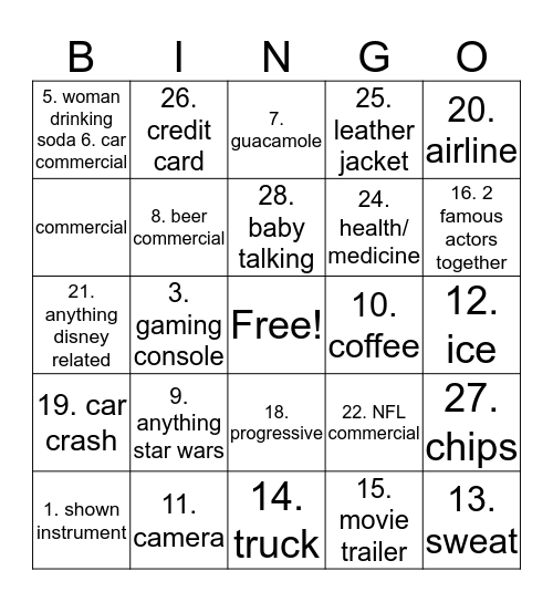 superbowl 53! Bingo Card