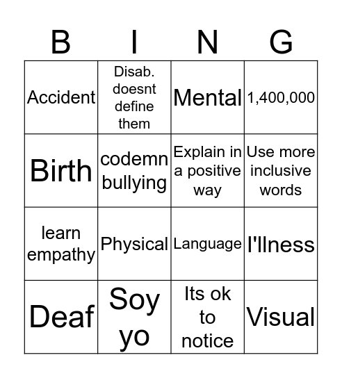 Soy Yo Bingo Card