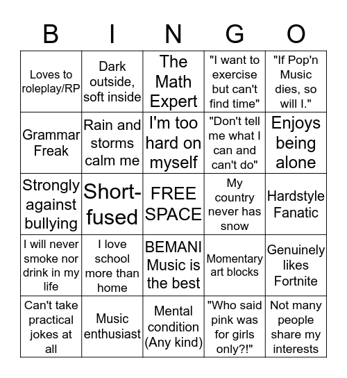 Dilettante Culture Bingo Card