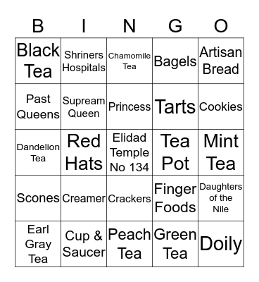 HIGH TEA BINGO Card