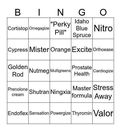 HIS YL products Bingo Card