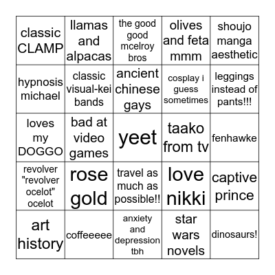 natalie culture Bingo Card