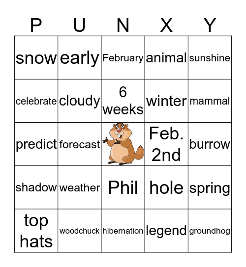 GROUNDHOG DAY BINGO Card