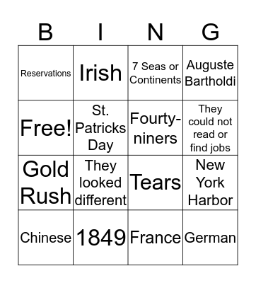 Unit 7 Review  Bingo Card