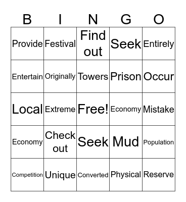 CHAPTER 7 AND CHAPTER 8 - LEVELS 2 and 3 Bingo Card