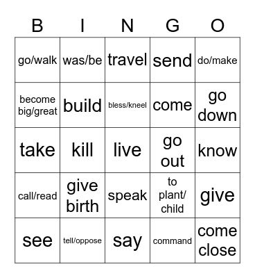 Lech L'cha common shorashim (1-25) Bingo Card