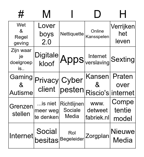 MEDIAWIJSHEID in de HULPVERLENING BINGO Card