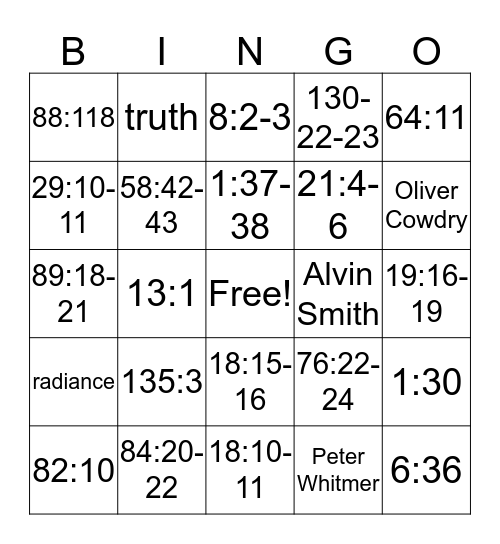 Doctrinal Mastery -  Doctrine and Covenants Bingo Card