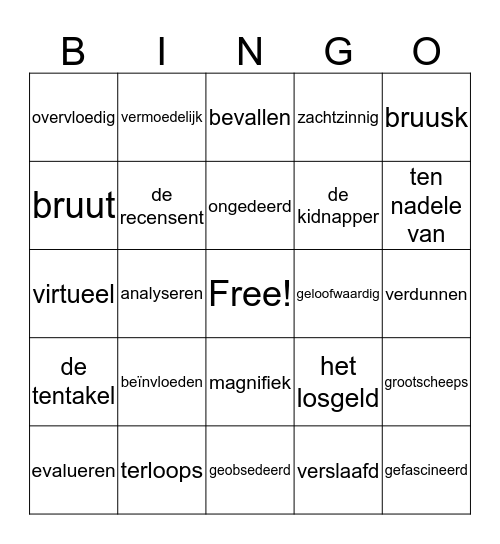 taal thema 6  Bingo Card