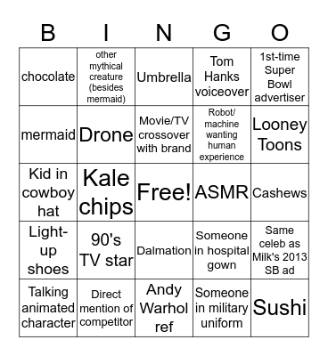 Superbowl LIII Bingo Card