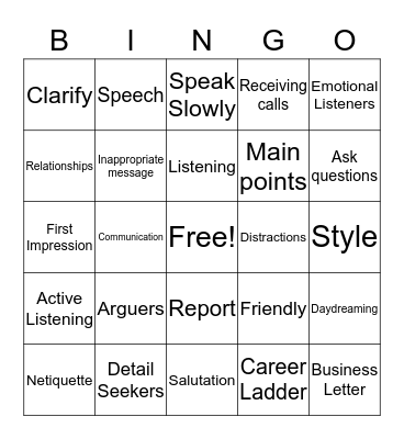 Careers-Chapter 9 Bingo Card