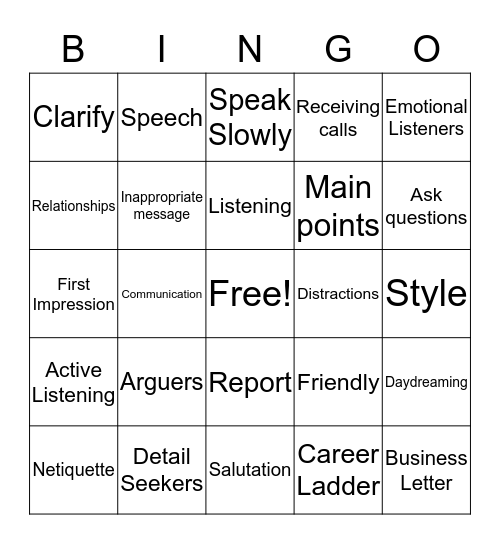 Careers-Chapter 9 Bingo Card