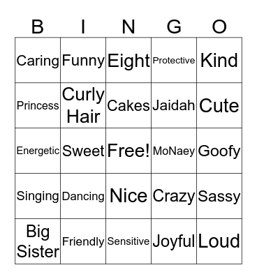 Jaidah Bingo Card